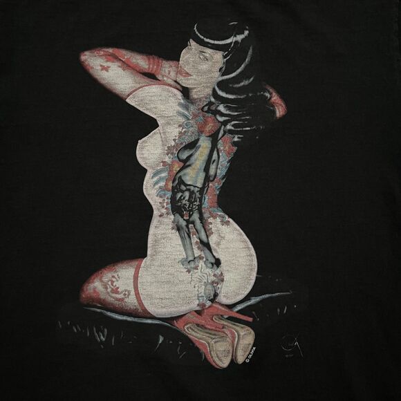 Vintage Betty Paige x Olivia Berardinis Black Shirt L - Picture 4 of 11